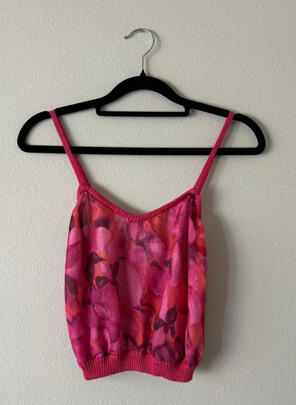 ANNA MOLINARI Floral Cropped Cami Top in Pink Size S